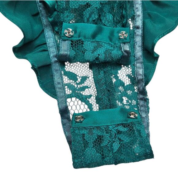 Victorias Secret Vintage Gold Label Floral Sheer Lace Small Green Teddy Lingerie - Picture 8 of 14